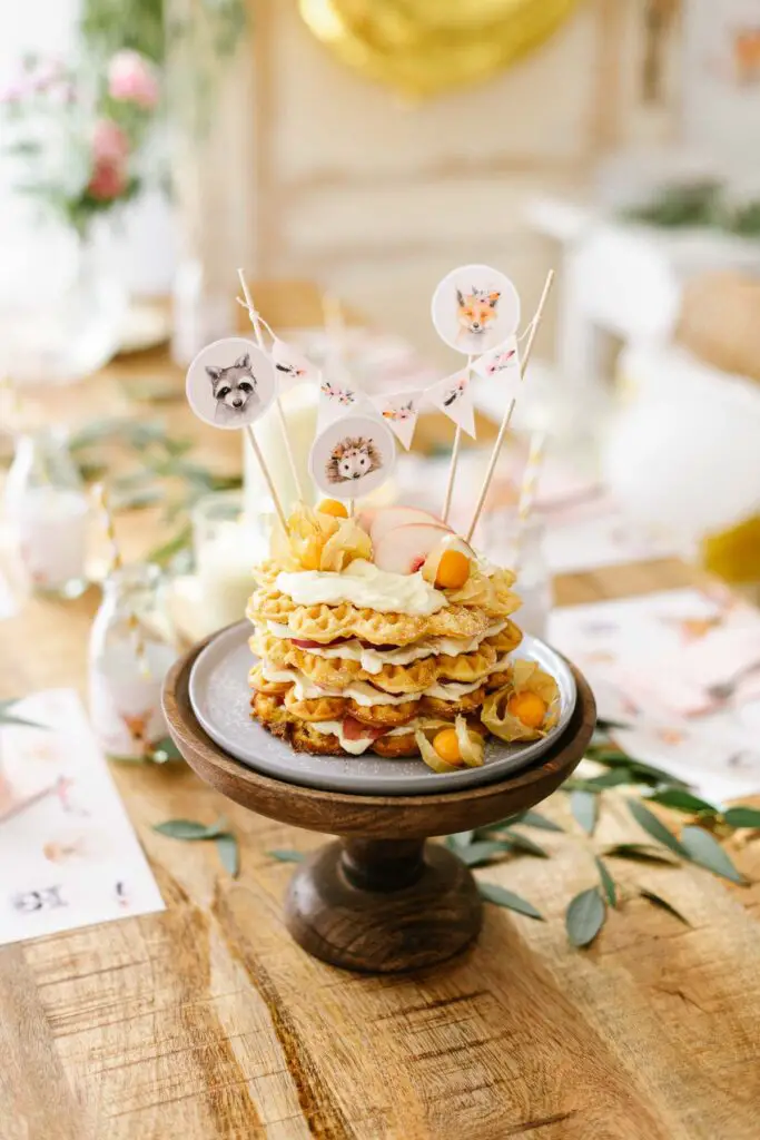 Waffle cake with peach mascarpone cream Miss K says - 3rd Birthday Gifts - Miss K. Says Yes